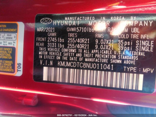 KMUMCDTC8NU011041 Genesis Gv70 3.5t Awd Sport