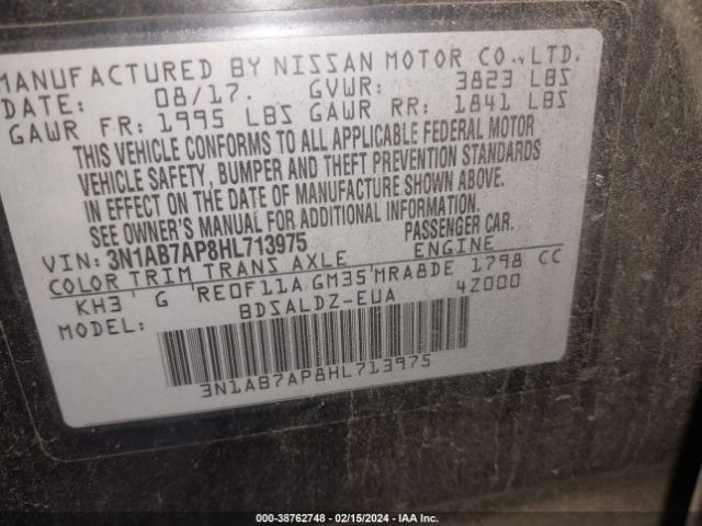 3N1AB7AP8HL713975 Nissan SENTRA SV