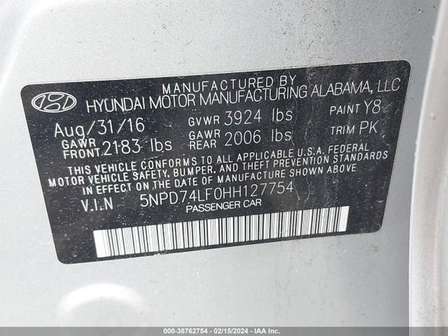 Hyundai ELANTRA SE 2017 5NPD74LF0HH127754 Image 9