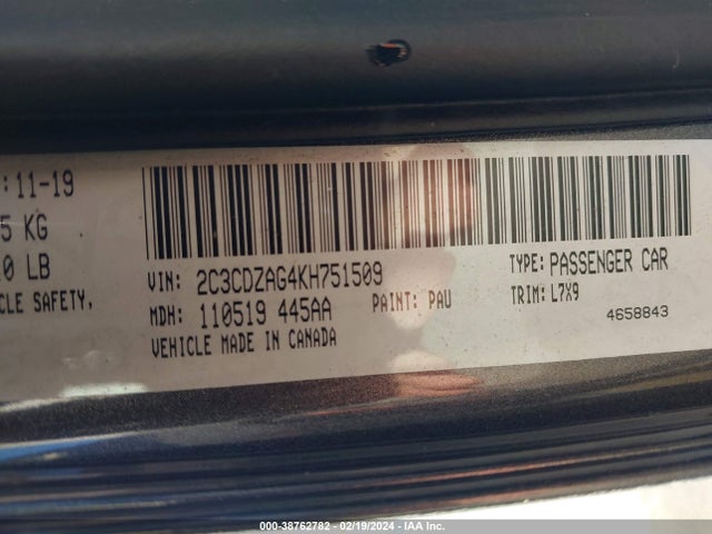 Dodge Challenger Sxt 2019 2C3CDZAG4KH751509 Image 9
