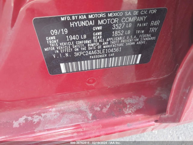Hyundai ACCENT SE 2020 3KPC24A63LE104561 Image 9
