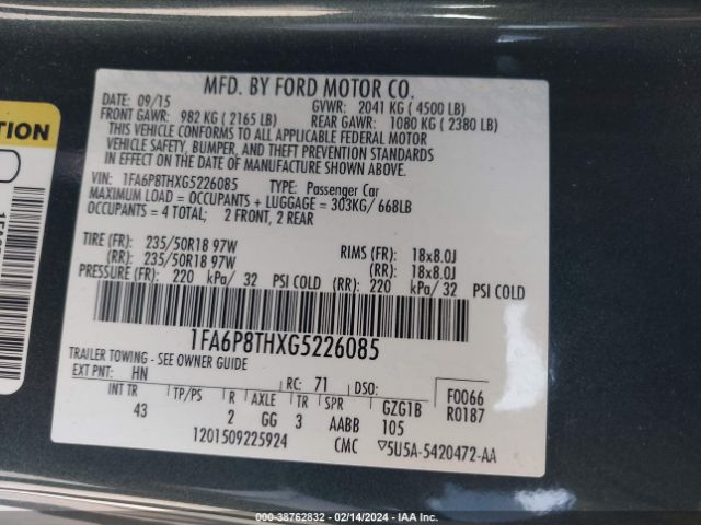 1FA6P8THXG5226085 Ford Mustang Ecoboost