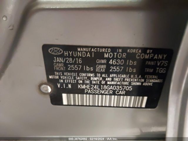 KMHE24L18GA035705 Hyundai Sonata Hybrid Se