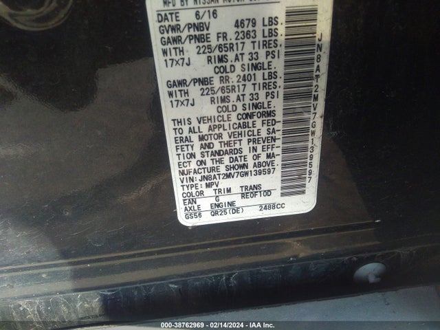 Nissan ROGUE S 2016 JN8AT2MV7GW139597 Image 9