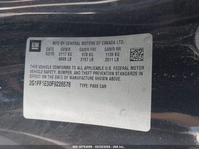 Chevrolet Camaro 2lt 2015 2G1FF1E30F9226578 Image 9