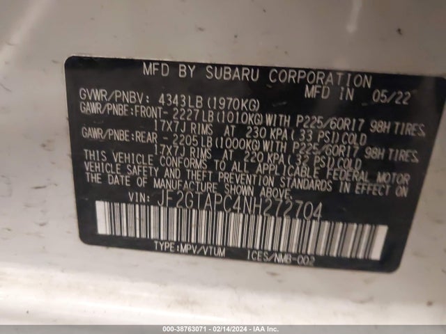 Subaru Crosstrek Premium 2022 JF2GTAPC4NH272704 Image 9