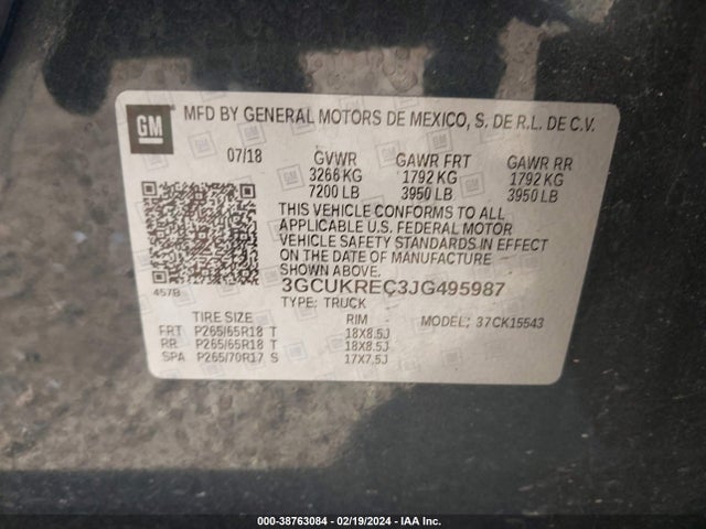 Chevrolet Silverado 1500 2lt 2018 3GCUKREC3JG495987 Image 9