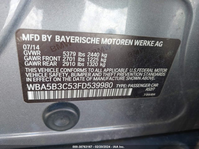 BMW 535i Xdrive 2015 WBA5B3C53FD539980 Image 9