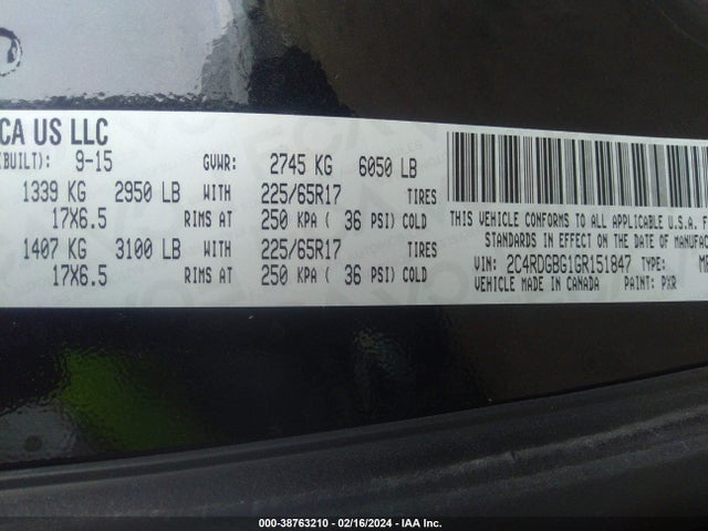 Dodge Grand Caravan Se 2016 2C4RDGBG1GR151847 Image 9