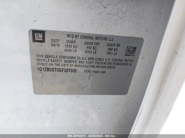 Chevrolet MALIBU LS 2016 1G1ZB5ST8GF307308 Image 9