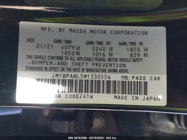 JM1BPABL5M1330556 Mazda Mazda3 Select