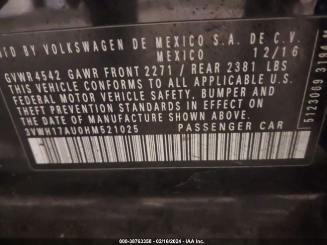 3VWH17AU0HM521025 Volkswagen Golf Alltrack Tsi S/tsi Se/tsi Sel