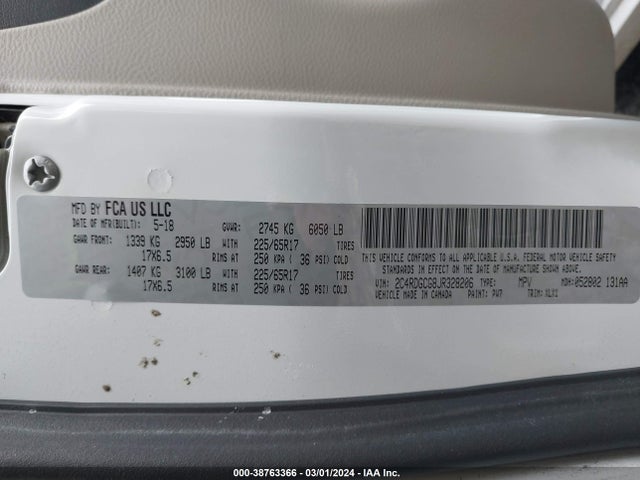 Dodge Grand Caravan Sxt 2018 2C4RDGCG8JR328206 Image 9
