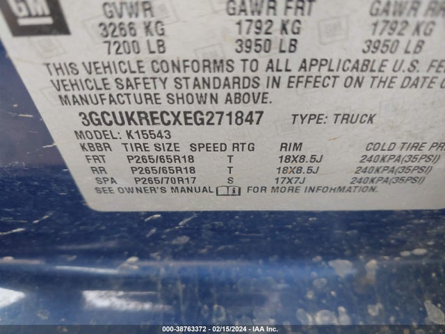 Chevrolet Silverado 1500 2lt 2014 3GCUKRECXEG271847 Image 9