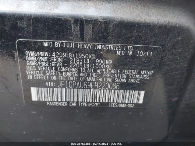 JF1GPAU69EH220086 Subaru Impreza 2.0i Sport Limited