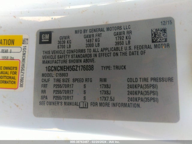 Chevrolet Silverado 1500 Wt 2016 1GCNCNEH5GZ176038 Image 9