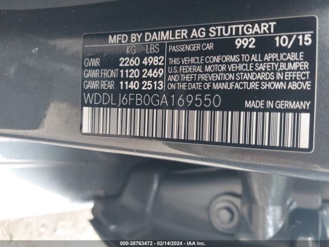 WDDLJ6FB0GA169550 Mercedes-Benz Cls 400