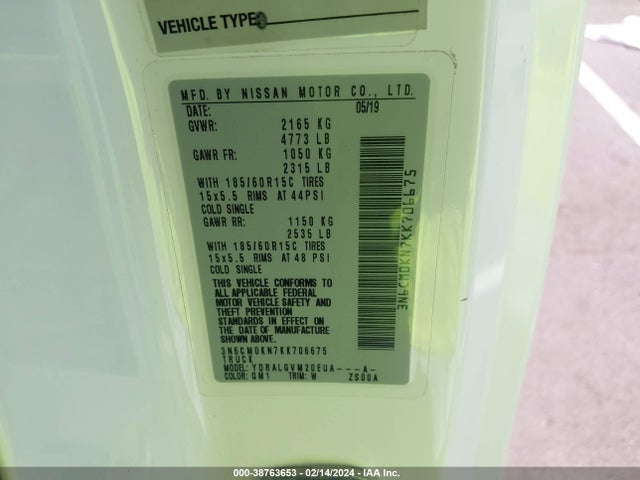 Nissan NV200 SV 2019 3N6CM0KN7KK706675 Image 9