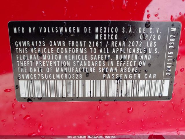 3VWC57BU6LM080328 Volkswagen Jetta 1.4t R-line/1.4t S/1.4t Se