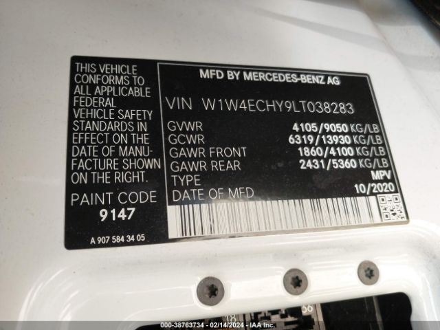 W1W4ECHY9LT038283 Mercedes-Benz Sprinter 2500 High Roof V6