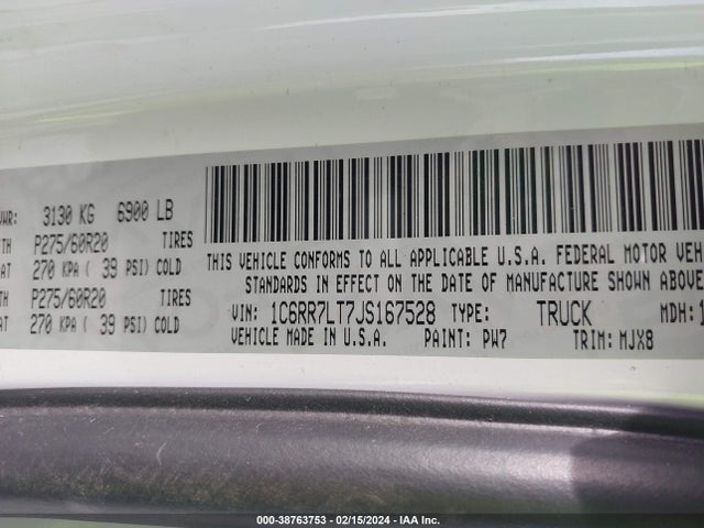 RAM 1500 2018 1C6RR7LT7JS167528 Image 9