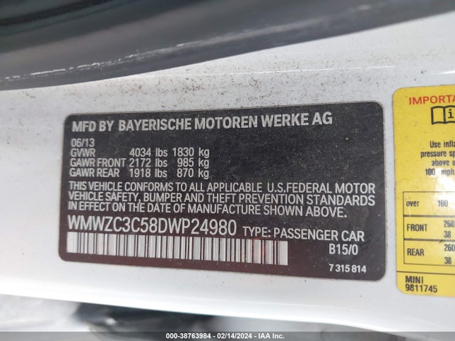 2013 MINI COUNTRYMAN WMWZC3C58DWP24980 Photo 8