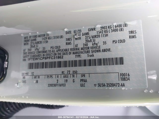 Ford F-150 Xl 2023 1FTEW1CP9PFC31862 Image 9