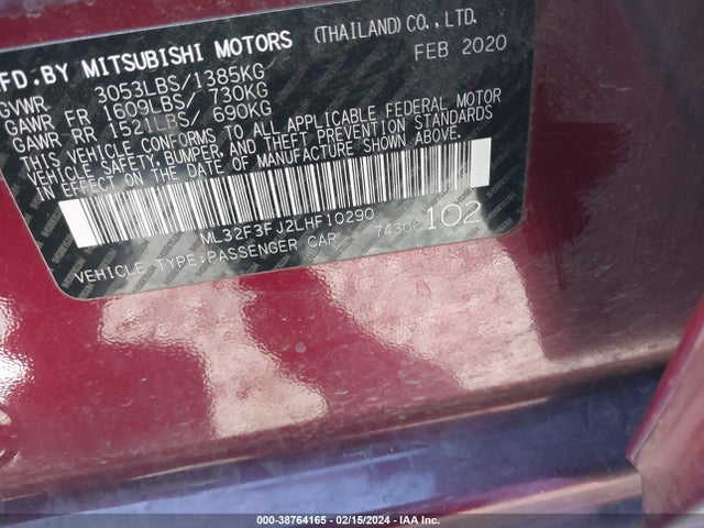ML32F3FJ2LHF10290 Mitsubishi Mirage G4 Es