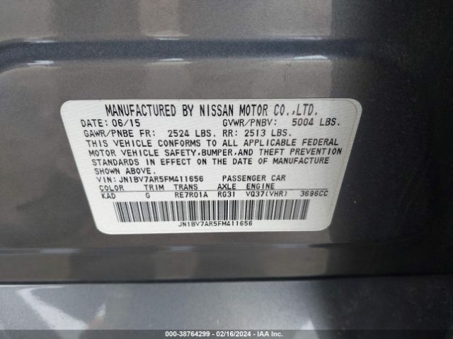 JN1BV7AR5FM411656 Infiniti Q50