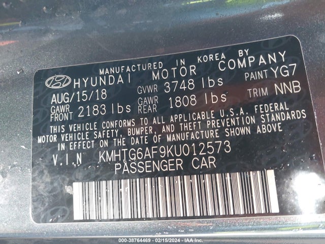 Hyundai Veloster 2.0 2019 KMHTG6AF9KU012573 Image 9