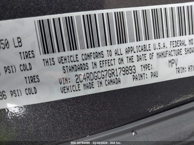 Dodge Grand Caravan Sxt 2016 2C4RDGCG7GR179893 Image 9