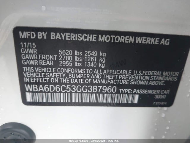 WBA6D6C53GG387960 BMW 650i Gran Coupe Xdrive