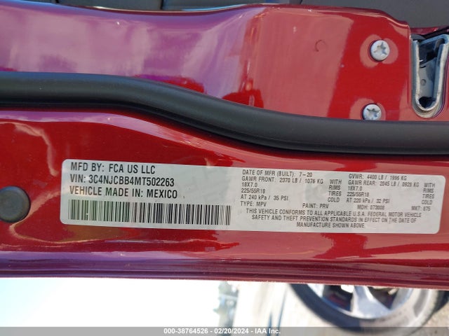 Jeep Compass Altitude Fwd 2021 3C4NJCBB4MT502263 Image 9