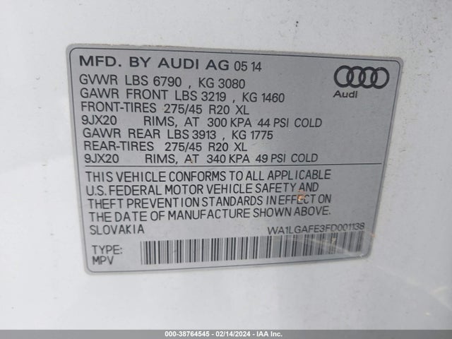 Audi Q7 3.0t Premium 2015 WA1LGAFE3FD001138 Image 9