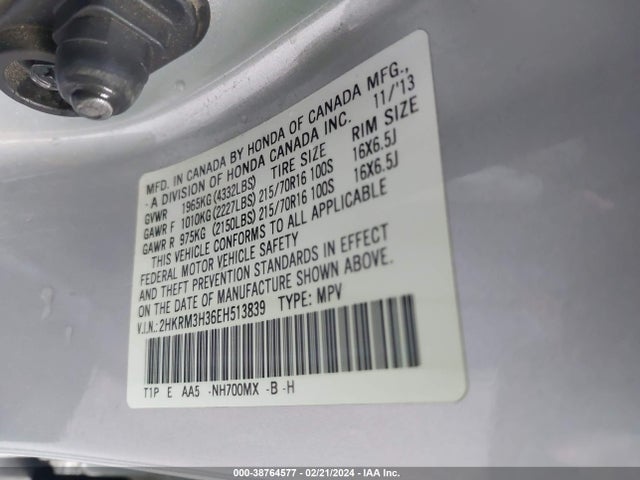 Honda CR-V LX 2014 2HKRM3H36EH513839 Image 9