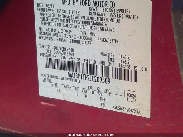 Ford Ecosport Se 2018 MAJ3P1TE2JC209509 Image 9