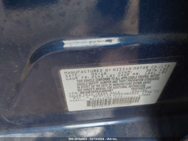 3N1AB7APXJL652487 Nissan SENTRA SV