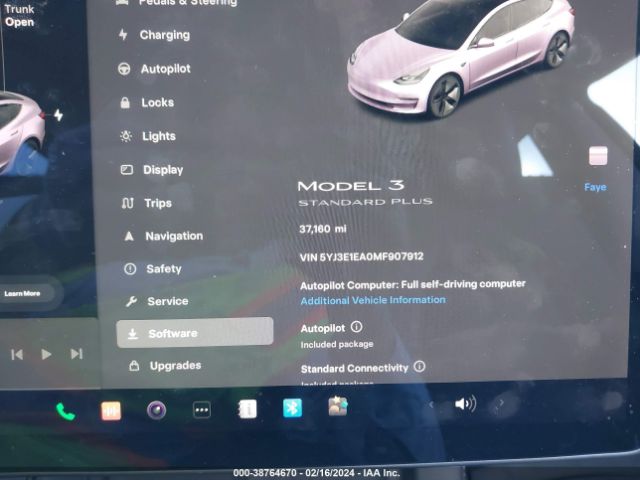 5YJ3E1EA0MF907912 Tesla Model 3 Standard Range Plus Rear-wheel Drive