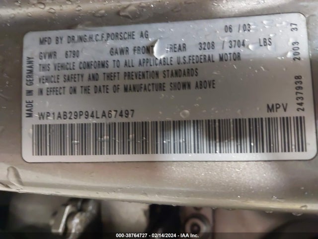 2004 PORSCHE CAYENNE WP1AB29P94LA67497 Photo 8