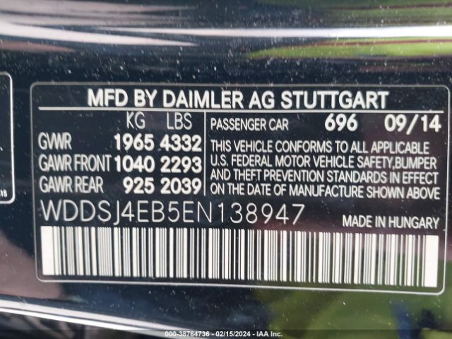 WDDSJ4EB5EN138947 Mercedes-Benz CLA 250