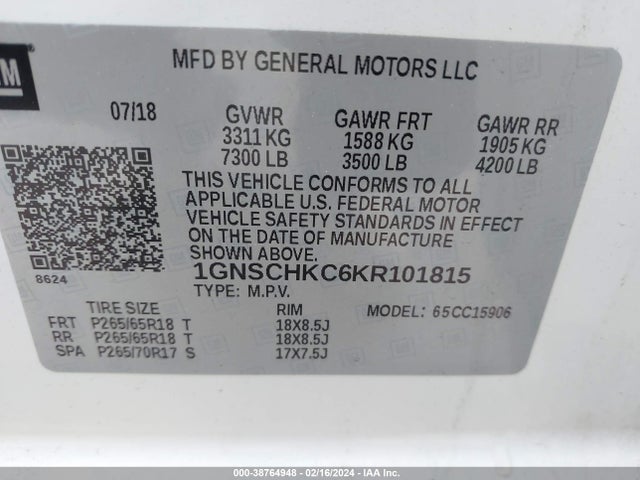 Chevrolet Suburban Lt 2019 1GNSCHKC6KR101815 Image 9