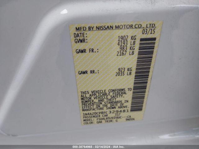 1N4AZ0CP8FC329481 Nissan LEAF S