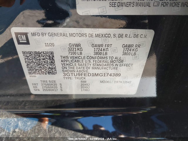 3GTU9FED1MG174389 GMC Sierra 1500 4wd  Short Box Denali