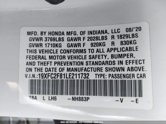 Honda Civic Sport 2020 19XFC2F81LE211732 Image 9