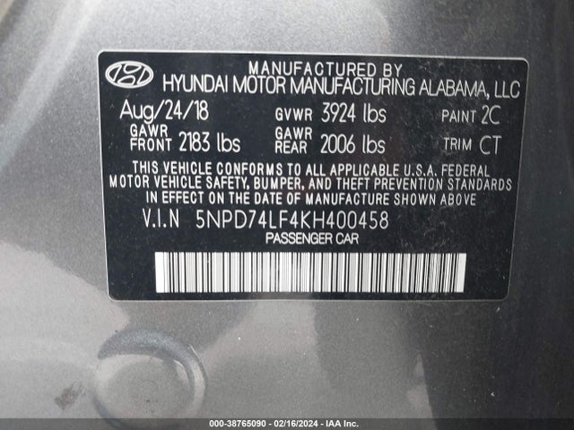 Hyundai mpi nu 2019 5NPD74LF4KH400458 Image 27