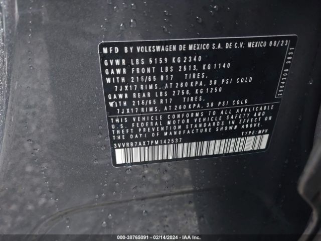 3VVRB7AX7PM142537 Volkswagen Tiguan 2.0t S