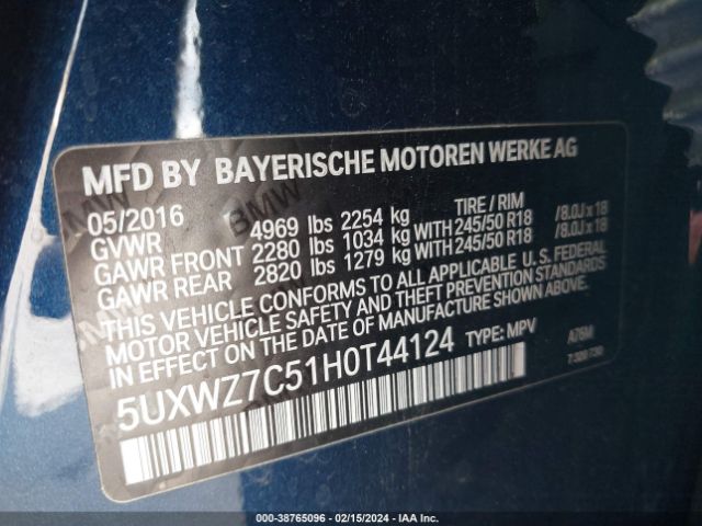 5UXWZ7C51H0T44124 BMW X3 Sdrive28i