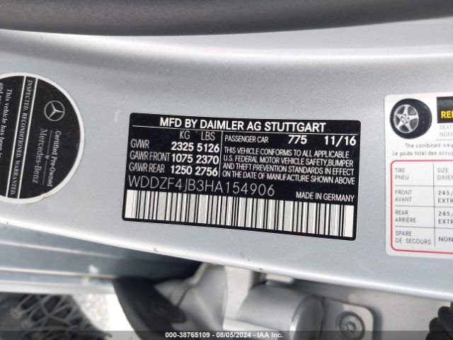 WDDZF4JB3HA154906 Mercedes-Benz E 300