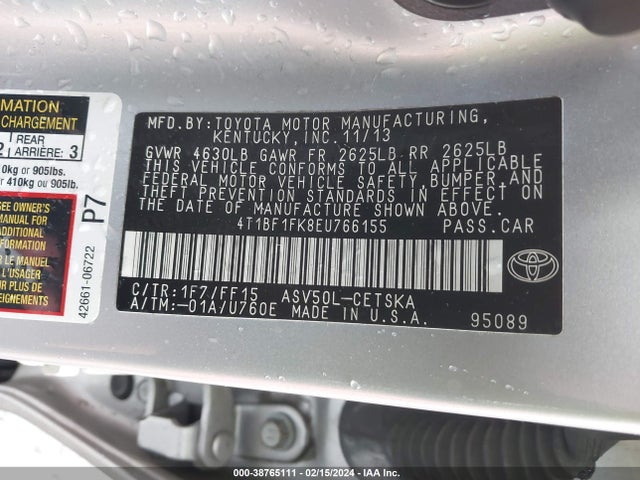 Toyota CAMRY SE 2014 4T1BF1FK8EU766155 Image 9