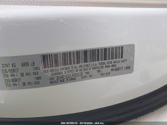 2C4RC1EG3JR323122 Chrysler Pacifica Touring L Plus